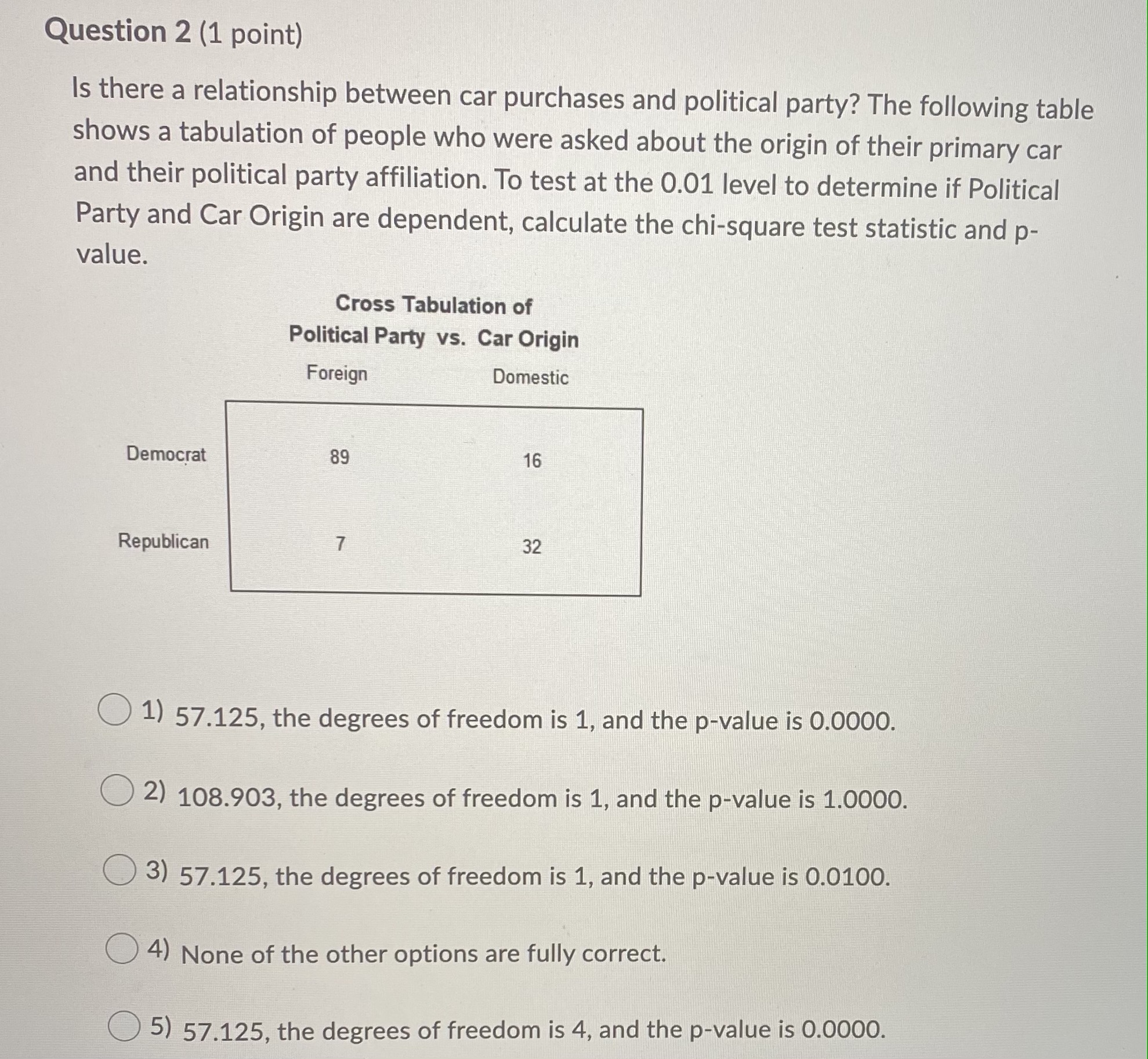 Work shown is not required, thank you. Question 2 (1 point) Is