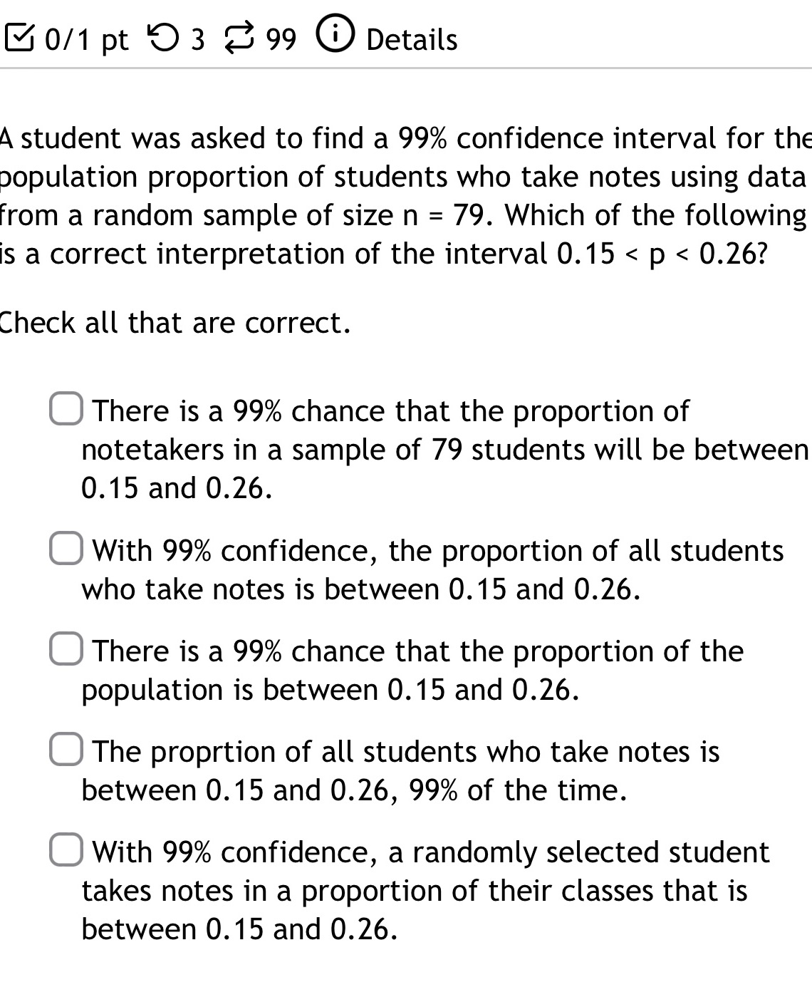 E 0/1 pt '0 3 8 99 (D Details A student