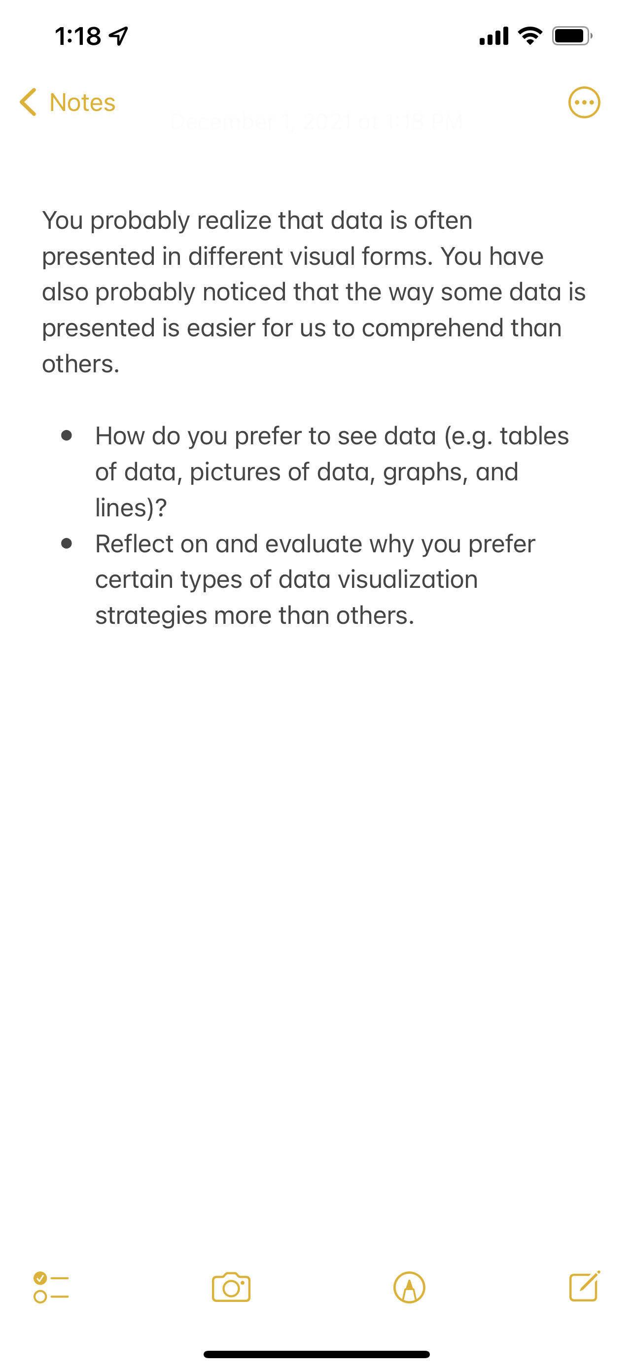 1:18 q < Notes You probably realize that data is often presented