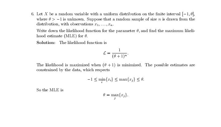  6. Let X be a random variable with a uniform distribution