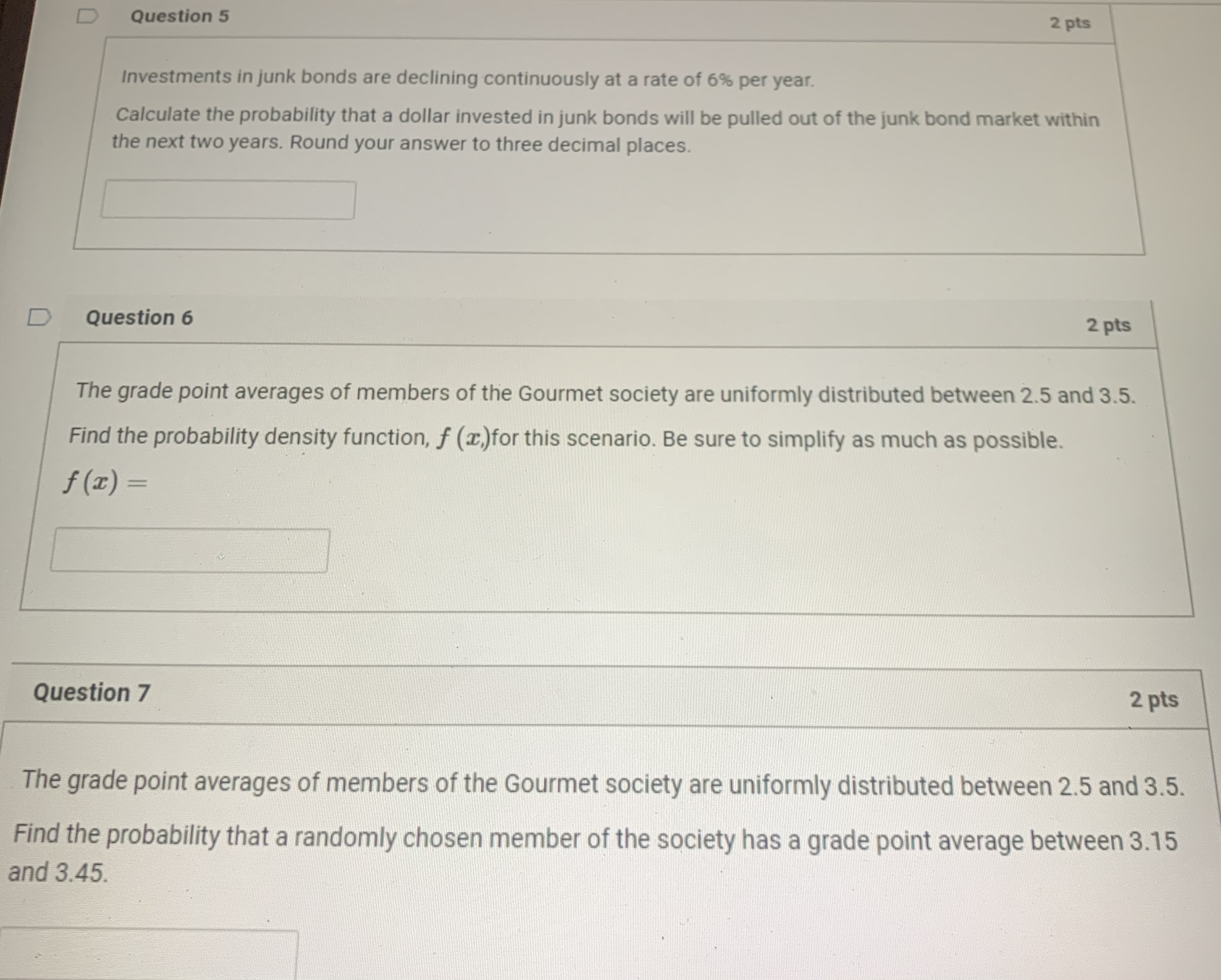 Hi, can you help me with these probability density and distribution questions