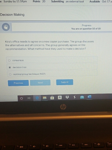 is this correct? Sunday by 11:59pm Points 20 Submitting an external tool
