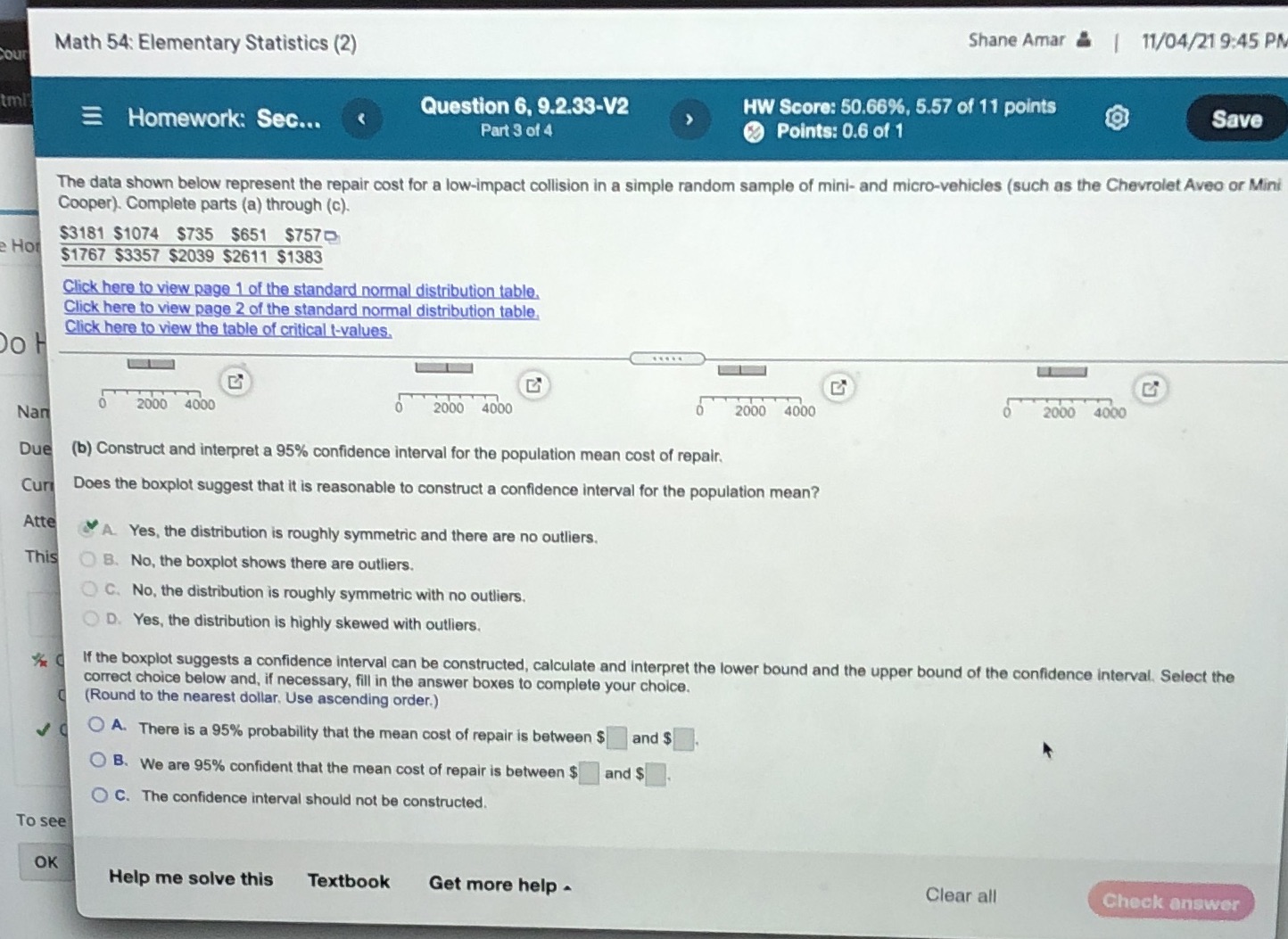 Math 54: Elementary Statistics (2) Shane Amar & | 11/04/219:45 PM