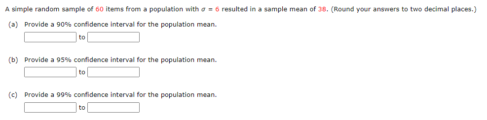  A simple random sample of 60 items from a population with