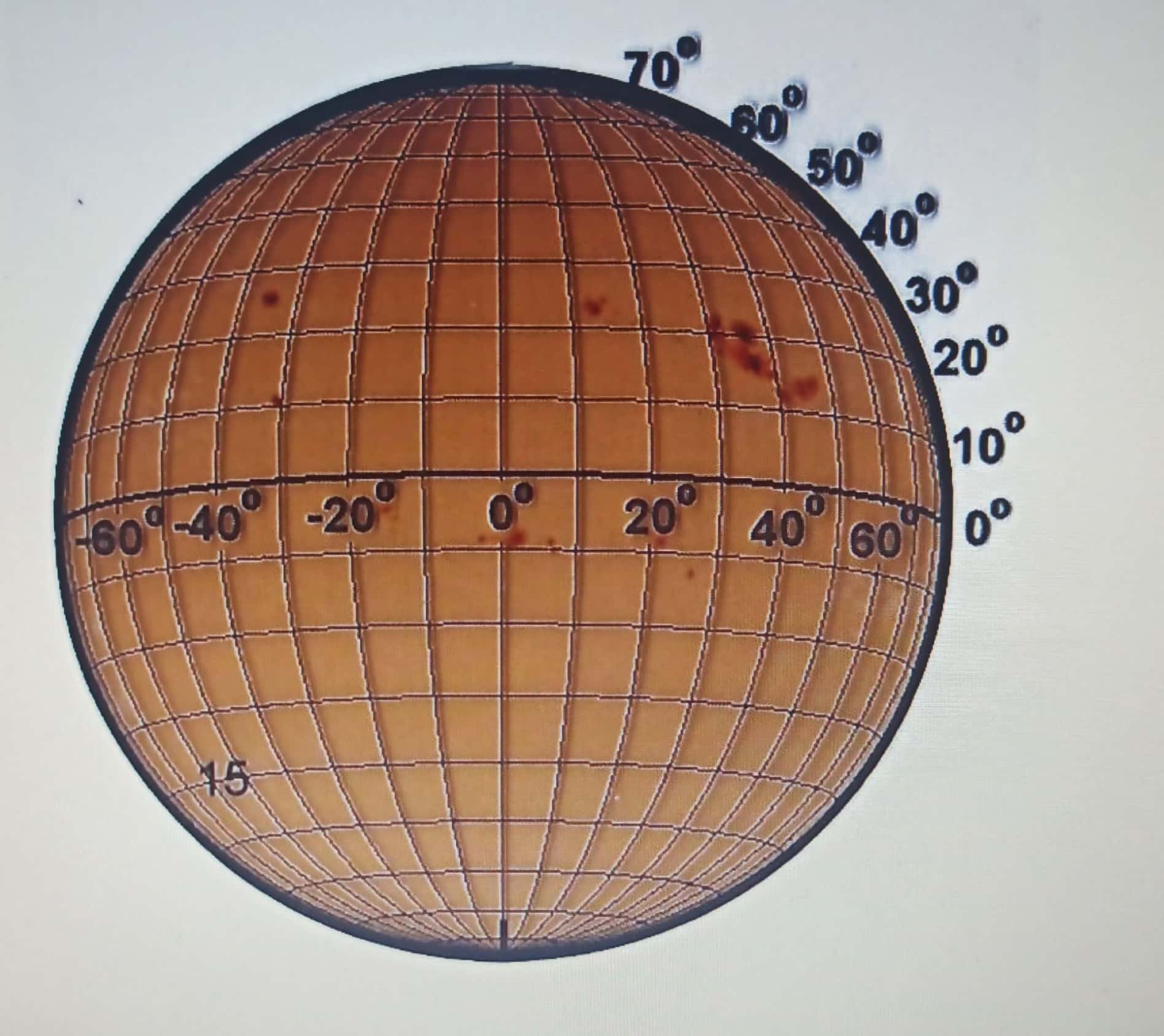 marks on itsunspotswhich are cooler regions of strong magnetic activity. We can