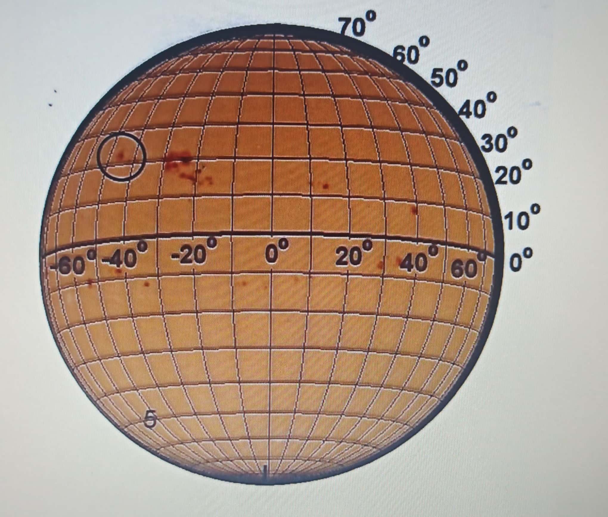 black tick mark. that the south polar region of the Sun is