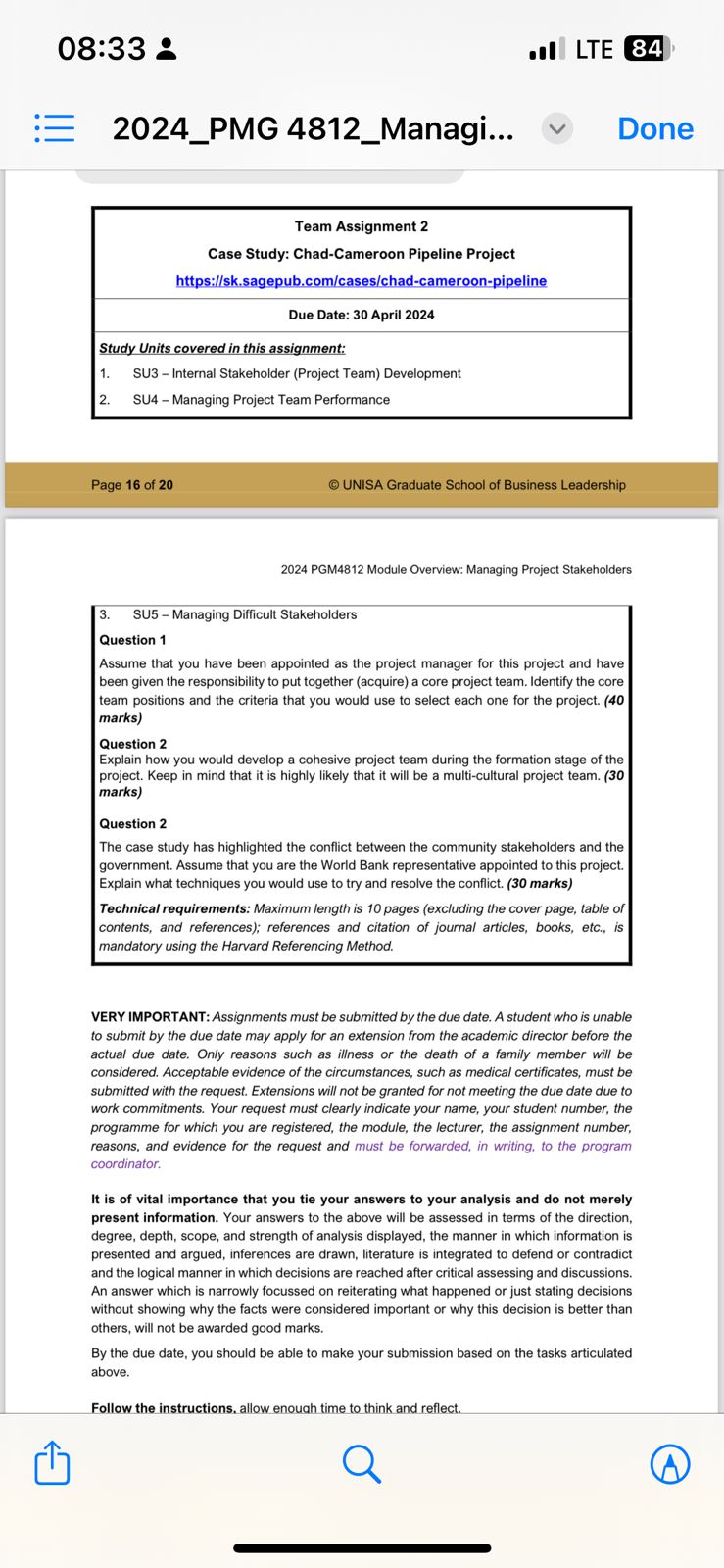 Case study :Chad- Cameroon Pipeline Project. Assist with Question 2 08:33 &