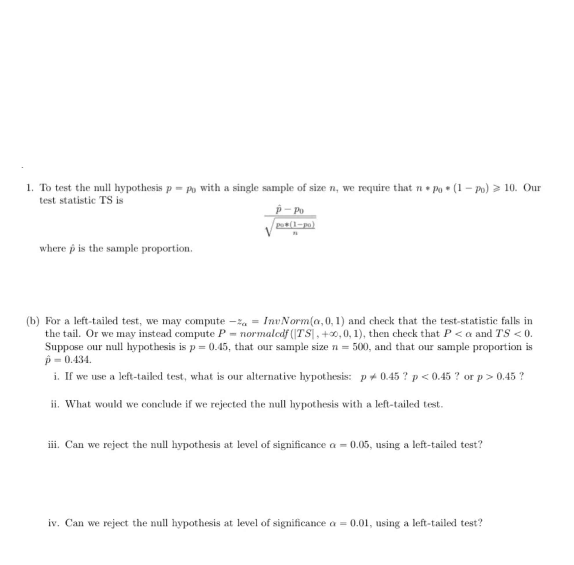 Solve these 1 through 4 questions please 1. To test the null