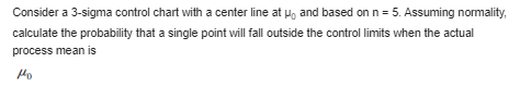 Consider a 3-sigma control chart with a center line at po