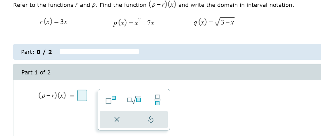 ( x ) = x+5 Evaluate the function (f+ h) (1) for
