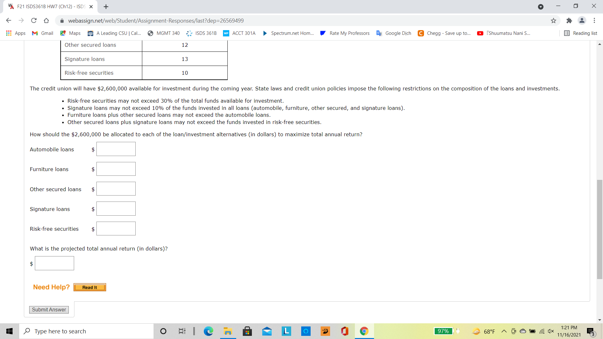 or 3 decimal". Thank you VA F21 ISDS361B HW7 (Ch12) - ISDS