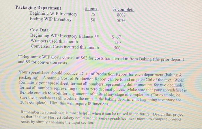 goal of this assignment is to design a spreadsheet to compute product
