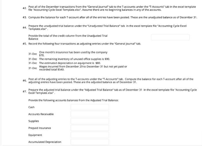 information is missing thank you Prepare journal entries to record the December