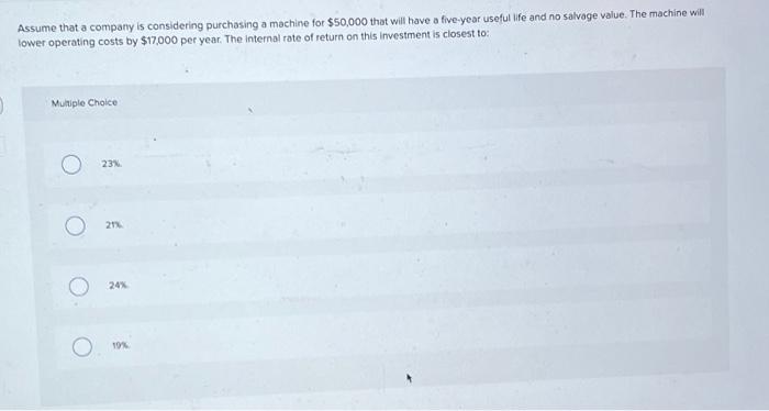company's cost of capital is usually regarded as: Multiple Choice O the
