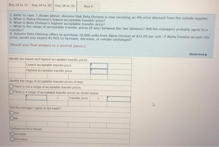 following information relative to the two divisions: $ $ 80 Case 2