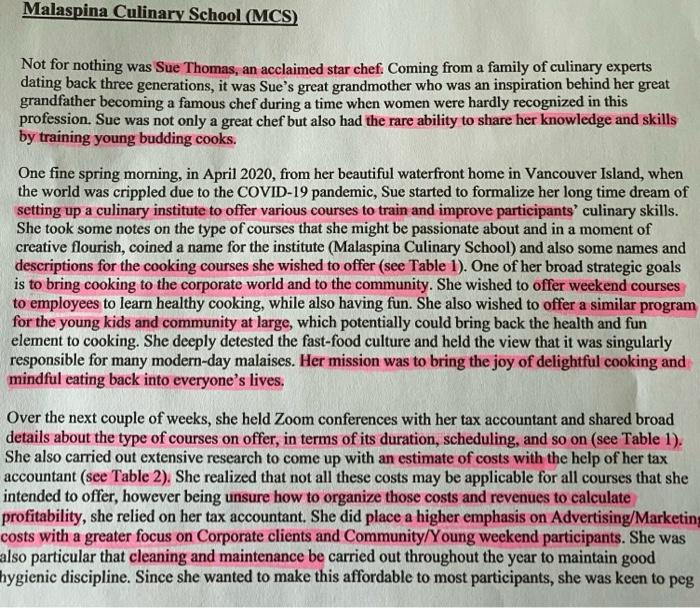 Suggest some strategic and operational choices that Sue might have to make,