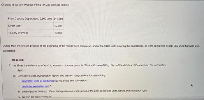 to record the costs of processing soup, which requires the cookng and