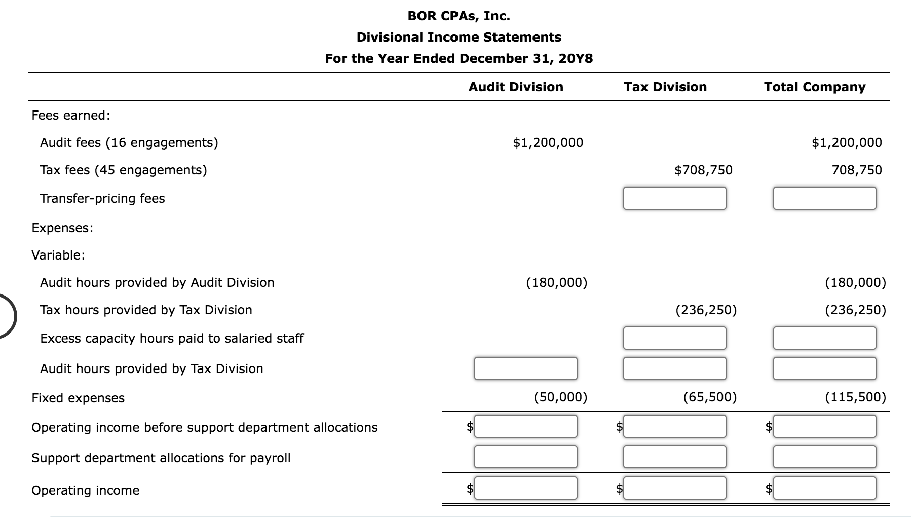 Need answer 4. Need answer 5. Need answer BOR CPAs, Inc. BOR
