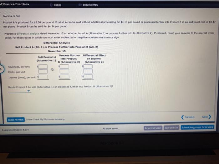  -2 Practice Exercises eBook Show Me How Process or Sell Product