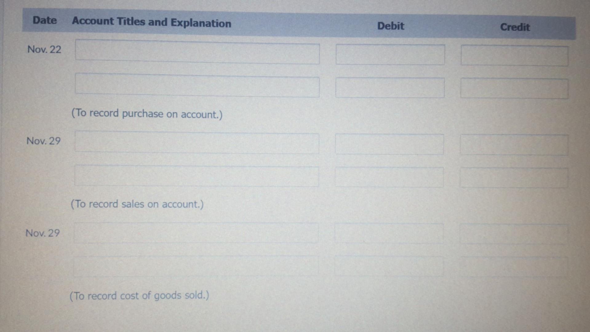 Unit Price Nov. 1 Beginning inventory 61 $51 Purchase 100 45 15