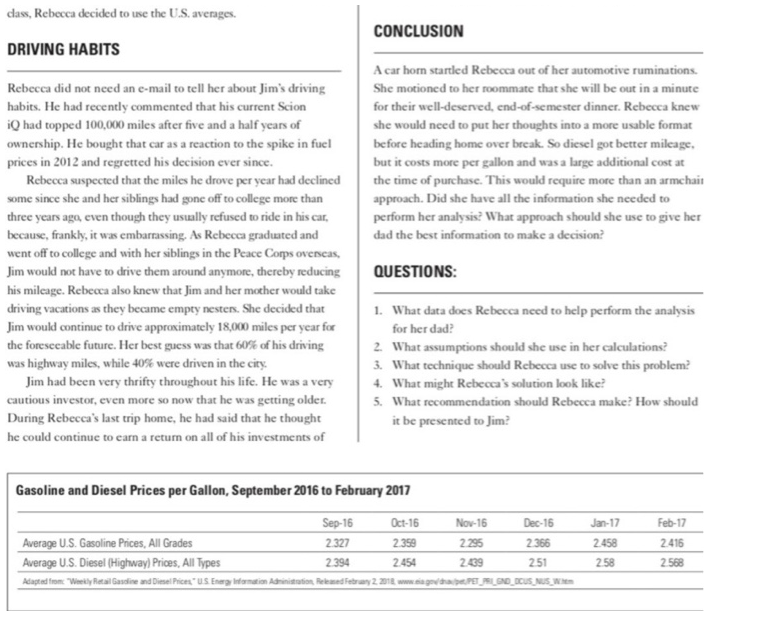 dad? 2. What assumptions should she use in her calculations? 3. What