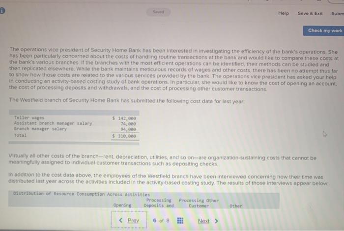  Help Save & Exit Subm Check my work The operations vice