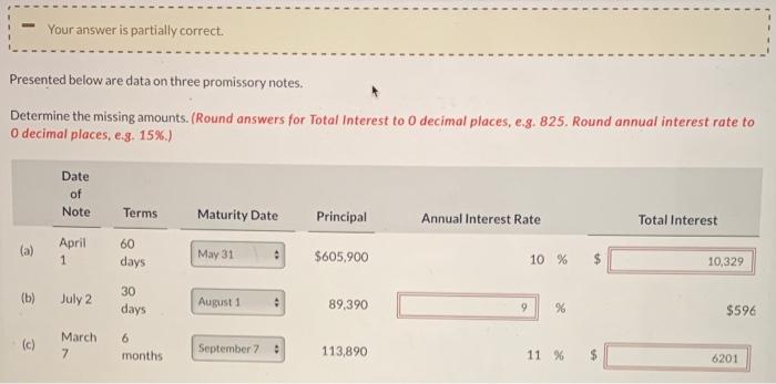  Your answer is partially correct. Presented below are data on three