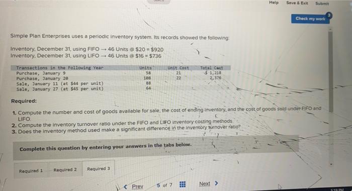  Help Save & Exit Submit Check my werk Simple Plan Enterprises