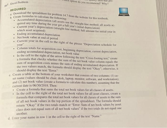  such that pro oplion do you recommend? Why? 147 Excel Problem