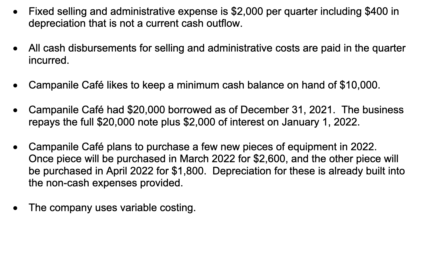 Beginning Balance Sheet tabs from which you should work. Campanile Caf only