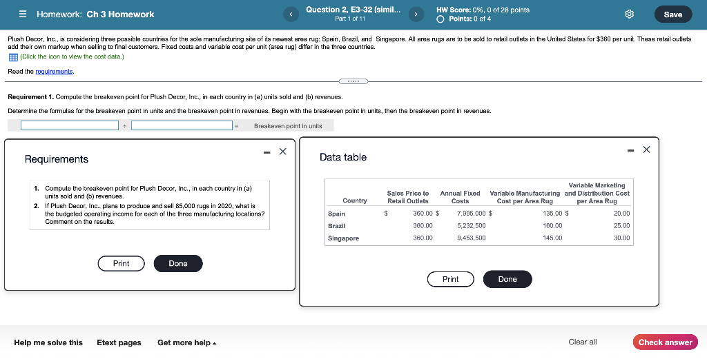  E Homework: Ch 3 Homework Question 2, E3-32 (simil... Part 1