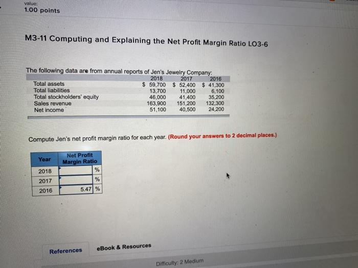  value: 1.00 points M3-11 Computing and Explaining the Net Profit Margin