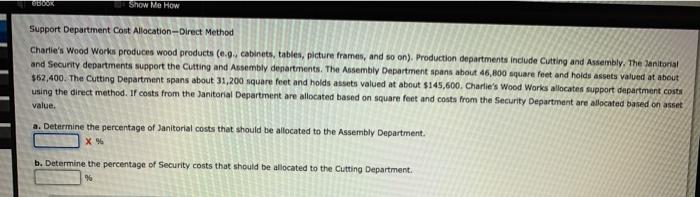  UBUUR Show Me How Support Department Cost Allocation Direct Method Charlie's