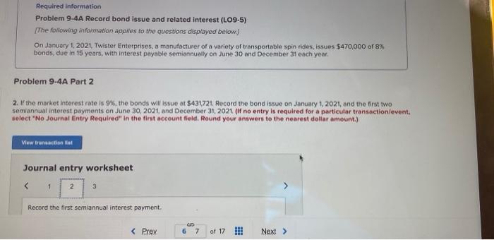 related interest (L09-5) The following information applies to the questions displayed below)
