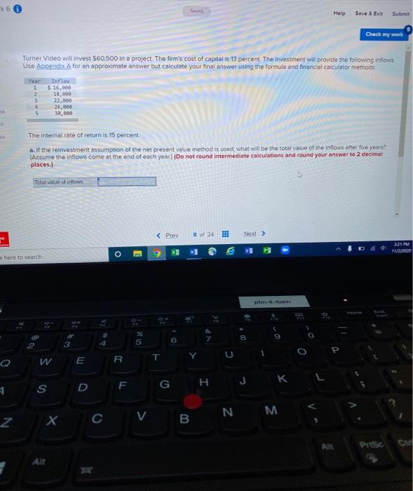  X6 Saved Help Save & Exit Submit Check my work Turner