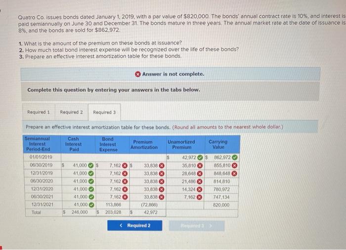 par value of $820,000. The bonds' annual contract rate is 10%, and