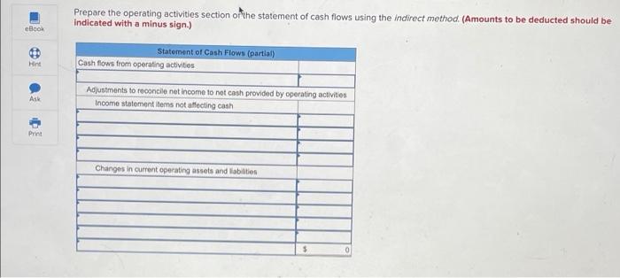 points eBook The following income statement and additional year-end information is provided.