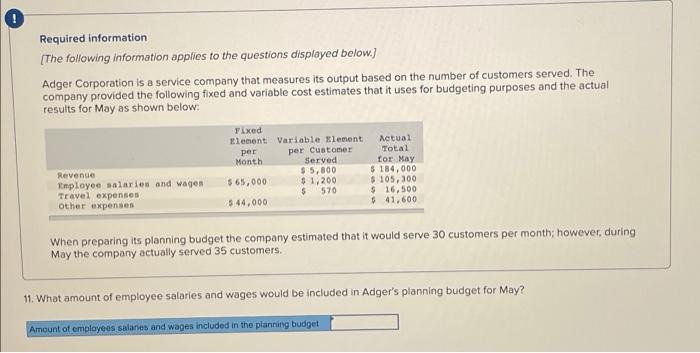 serve 30 customers per month; however, during May the company actually served