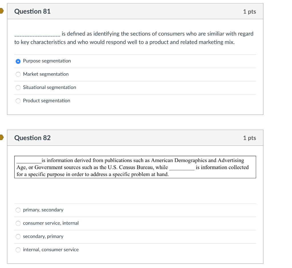 Question 81 1 pts is defined as identifying the sections of