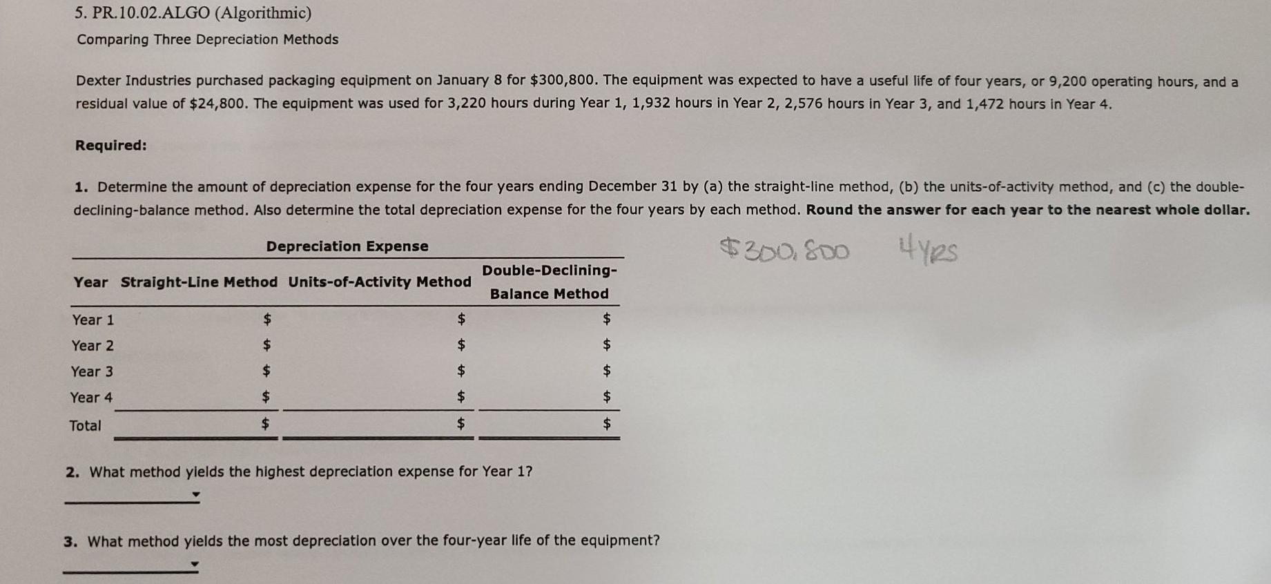 I need help solving this problem please. 5. PR.10.02.ALGO (Algorithmic) Comparing Three