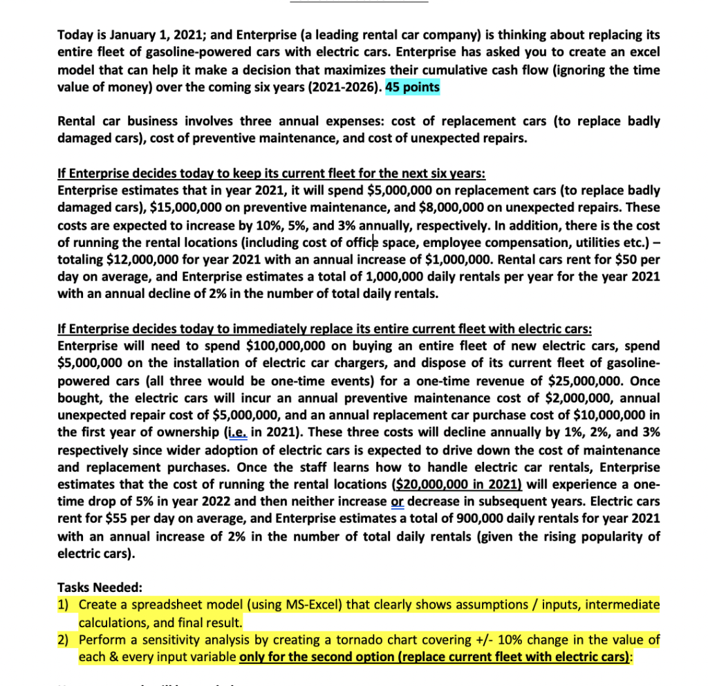 obtained even if its already given and then create a tornado chart