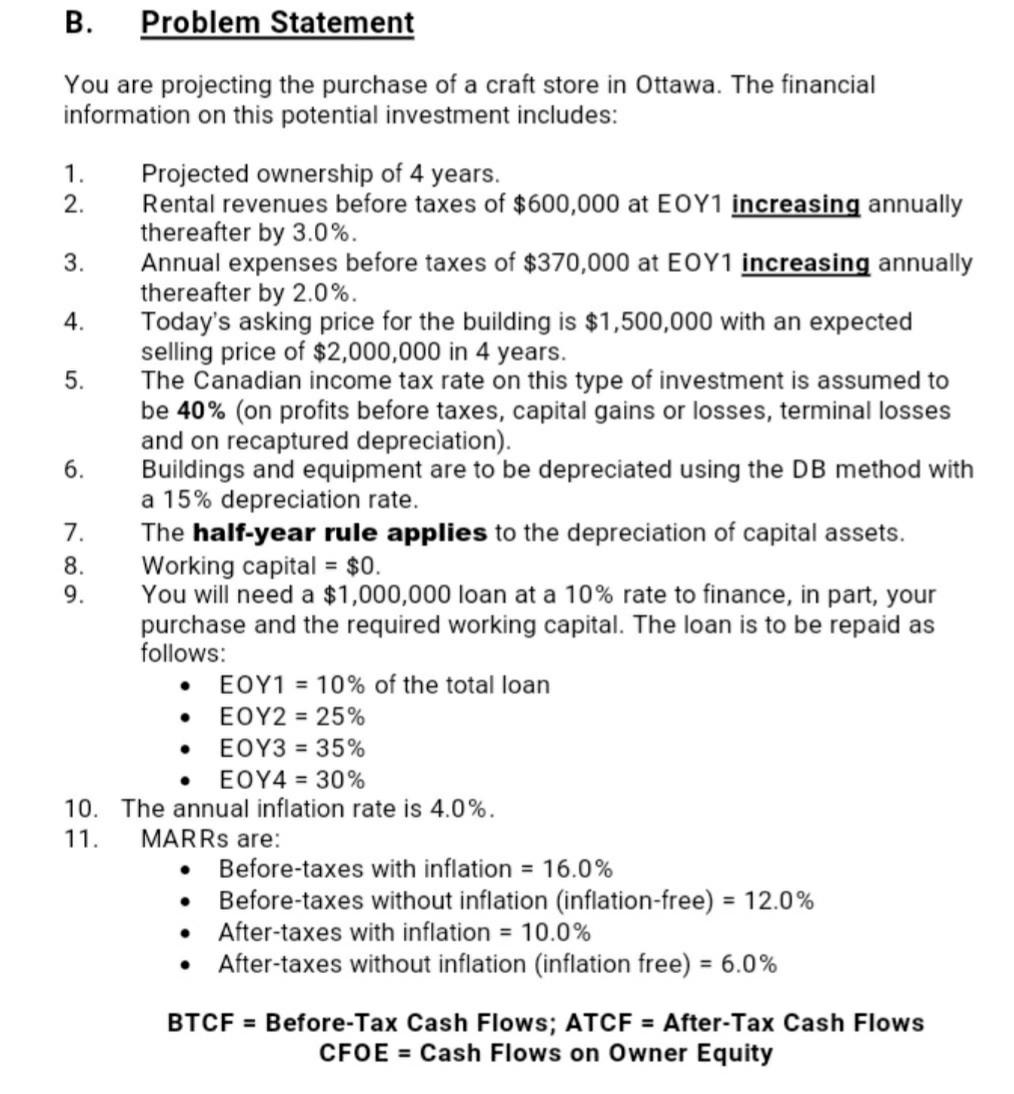  B. Problem Statement You are projecting the purchase of a craft