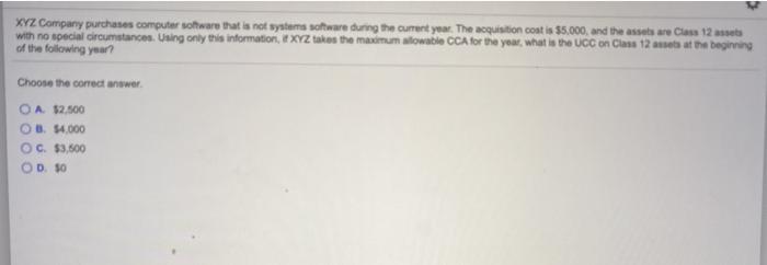  XYZ Company purchases computer software that is not system software during