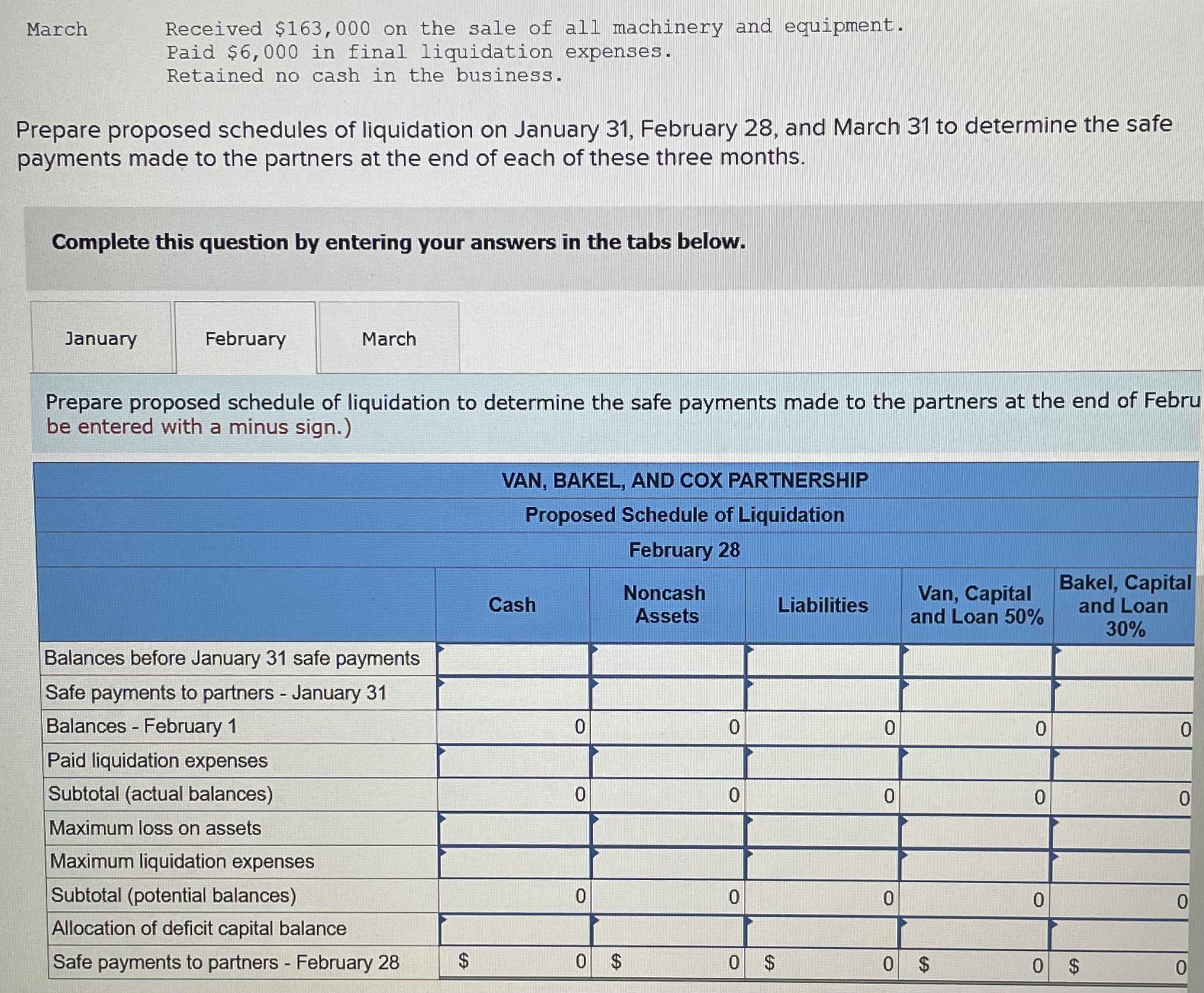advance! On January 1, the partners of Van, Bakel, and Cox (who
