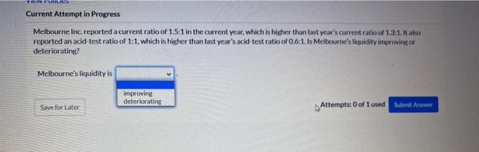  WFUL Current Attempt in Progress Melbourne Inc. reported a current ratio