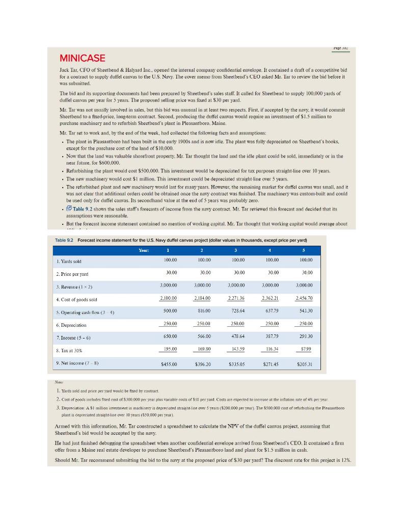 Please see attached mini case. Please show answers in Excel format. rage