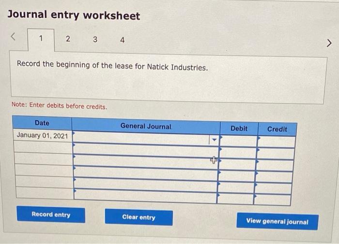 Leasing on January 1, 2021. Natick has the option to renew the