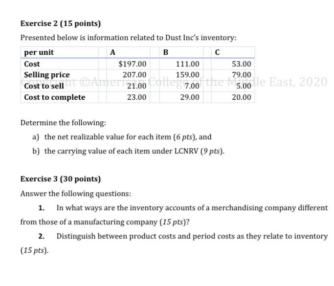 please solve exercise 2 & 3 . all thankyou Exercise 2 (15
