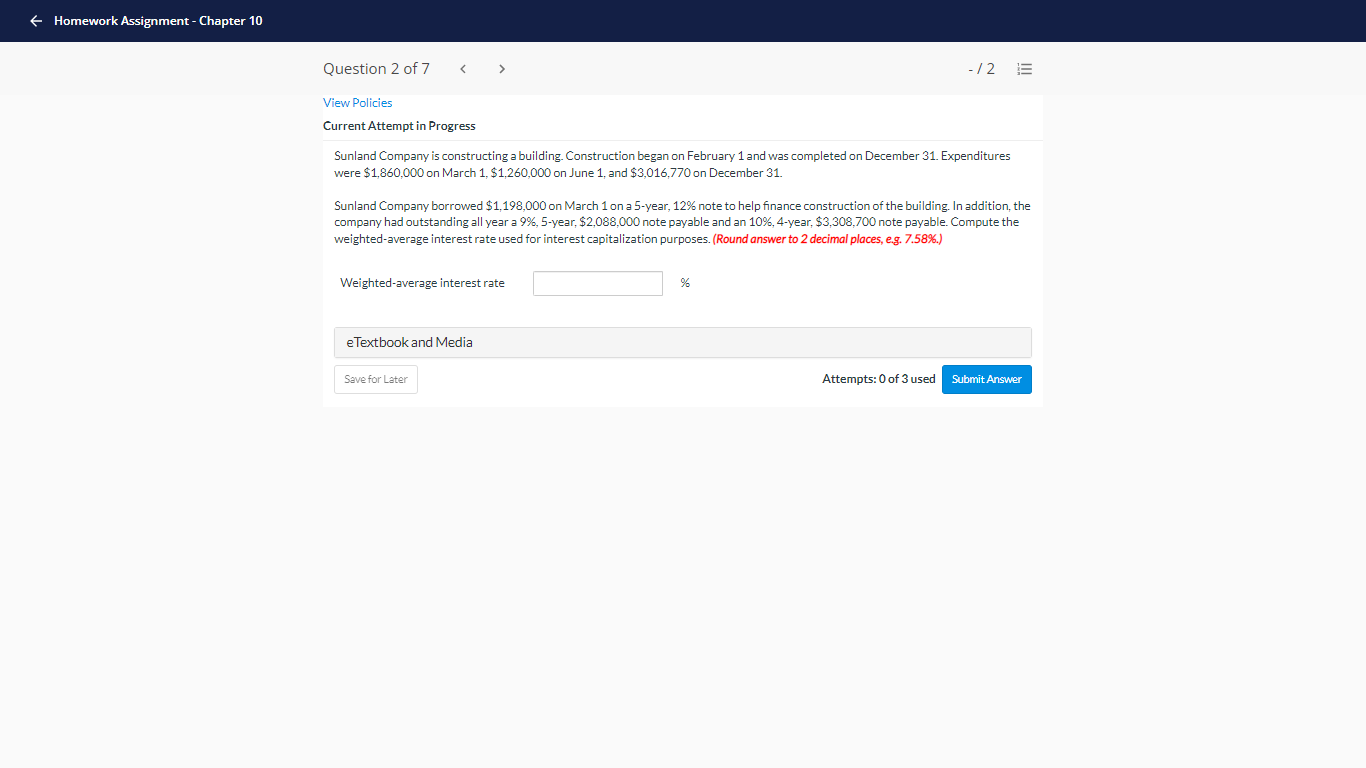 f Homework Assignment - Chapter 10 Question 2 of 7 -/2