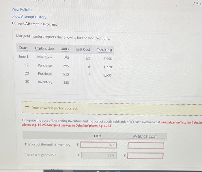  7.5/ View Policies Show Attempt History Current Attempt in Progress Marigold